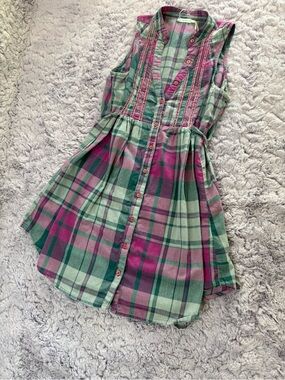 Kimchi Blue Sleeveless Plaid Button-Front Tunic in Pink & Green